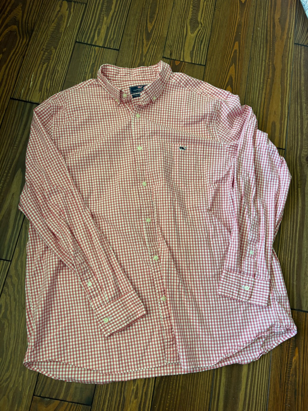 Vineyard Vines Pink Gingham Button-Down Shirt